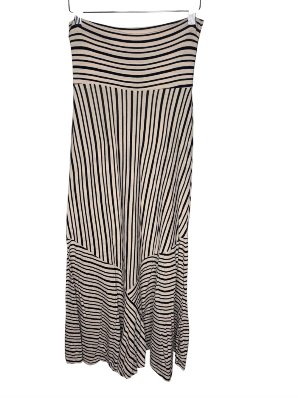 Maeve | Black & Cream Striped Maxi Skirt | Rayon Blend Boho Flowy | Size X-Small - Picture 3 of 6